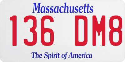MA license plate 136DM8