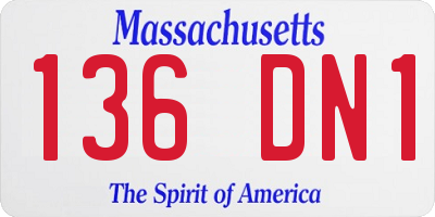 MA license plate 136DN1