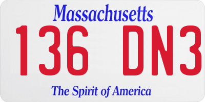 MA license plate 136DN3