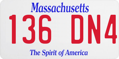 MA license plate 136DN4