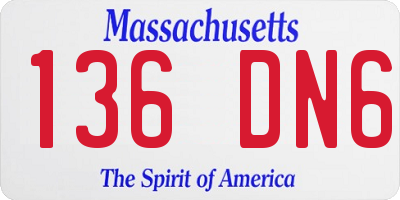 MA license plate 136DN6