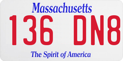 MA license plate 136DN8