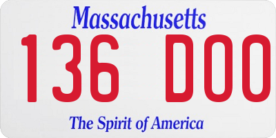 MA license plate 136DO0