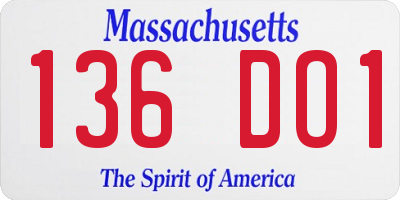 MA license plate 136DO1