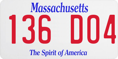 MA license plate 136DO4