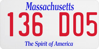 MA license plate 136DO5