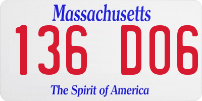 MA license plate 136DO6
