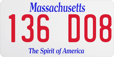 MA license plate 136DO8