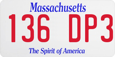 MA license plate 136DP3