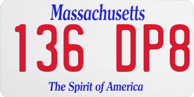 MA license plate 136DP8