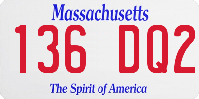 MA license plate 136DQ2