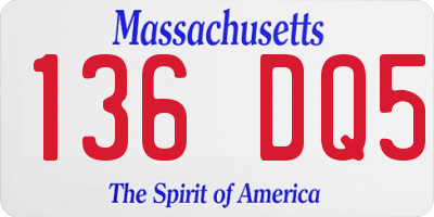 MA license plate 136DQ5