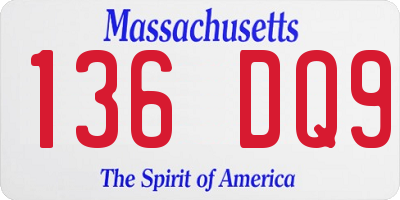 MA license plate 136DQ9