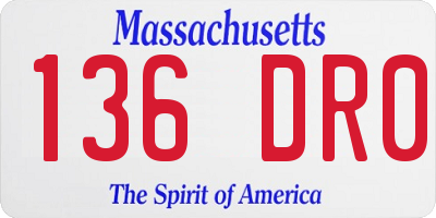 MA license plate 136DR0