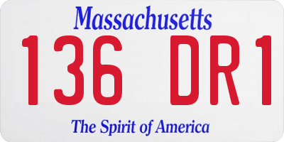 MA license plate 136DR1