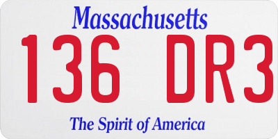 MA license plate 136DR3