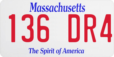 MA license plate 136DR4