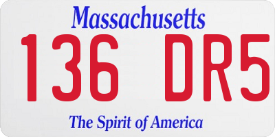 MA license plate 136DR5