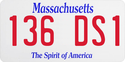 MA license plate 136DS1