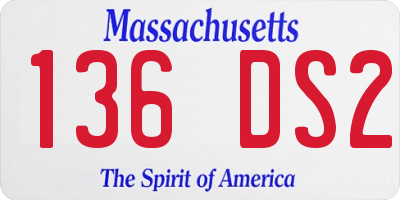 MA license plate 136DS2