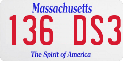 MA license plate 136DS3