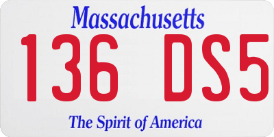 MA license plate 136DS5