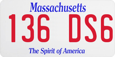 MA license plate 136DS6