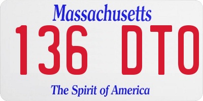 MA license plate 136DT0