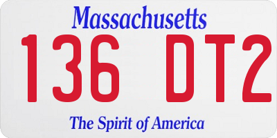 MA license plate 136DT2