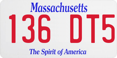 MA license plate 136DT5