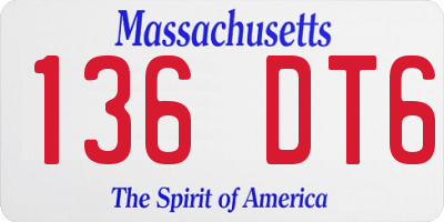 MA license plate 136DT6