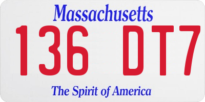 MA license plate 136DT7