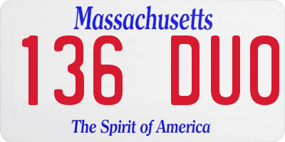 MA license plate 136DU0