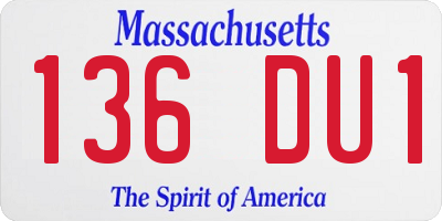 MA license plate 136DU1