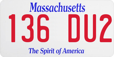 MA license plate 136DU2