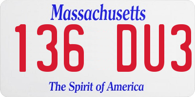 MA license plate 136DU3