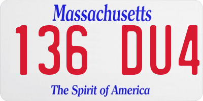 MA license plate 136DU4