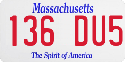 MA license plate 136DU5