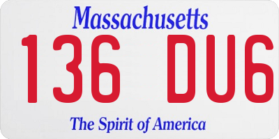 MA license plate 136DU6