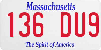 MA license plate 136DU9