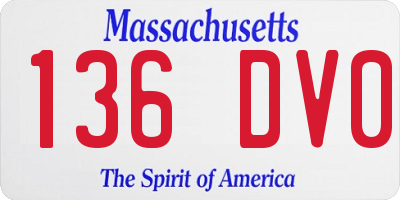 MA license plate 136DV0