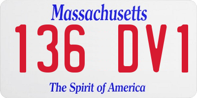 MA license plate 136DV1