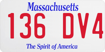 MA license plate 136DV4