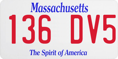 MA license plate 136DV5