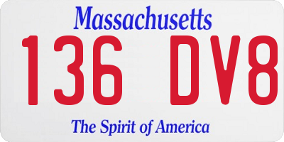 MA license plate 136DV8