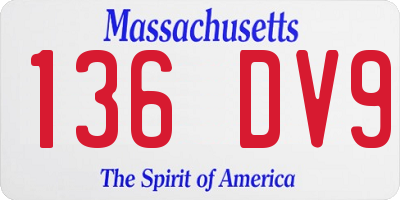 MA license plate 136DV9