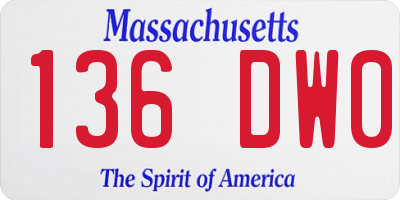 MA license plate 136DW0
