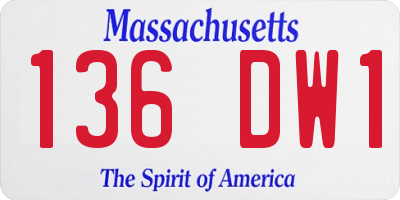 MA license plate 136DW1