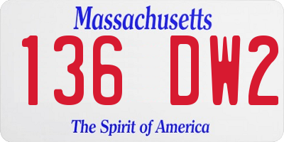 MA license plate 136DW2