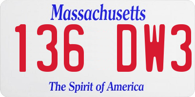 MA license plate 136DW3